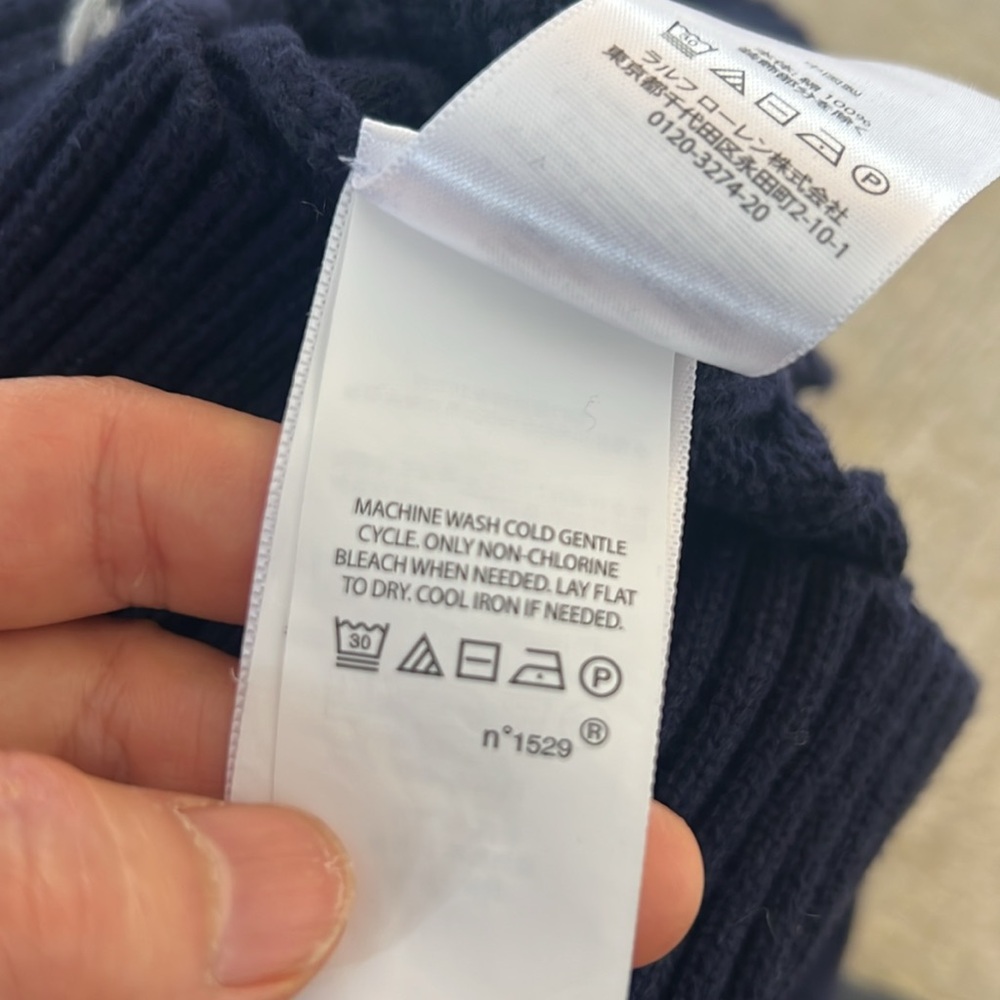 Kids, Polo Ralph Lauren cable knit sweater, cotton, size 5, navy blue, looks new - Picture 7 of 8